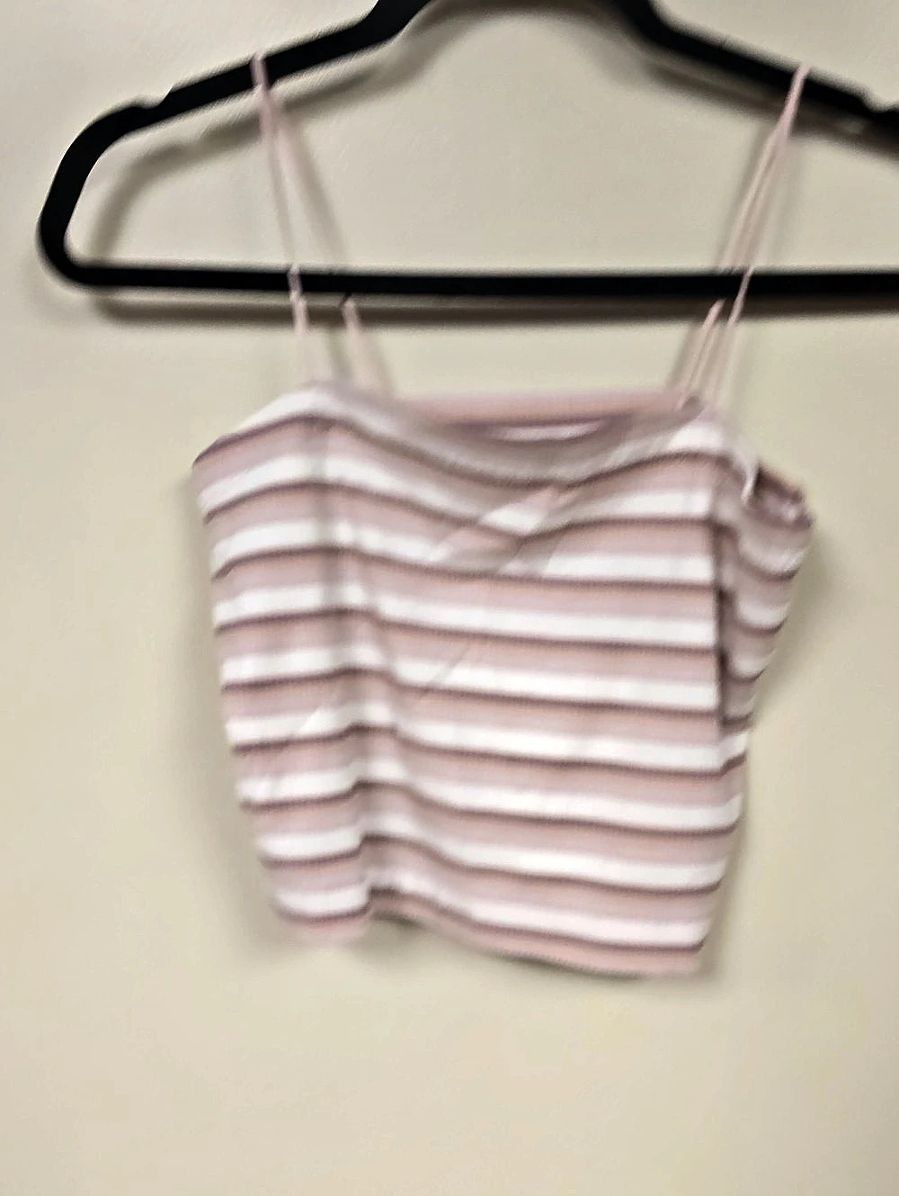 American Eagle Striped Crop Tank in Pink & White Size Large